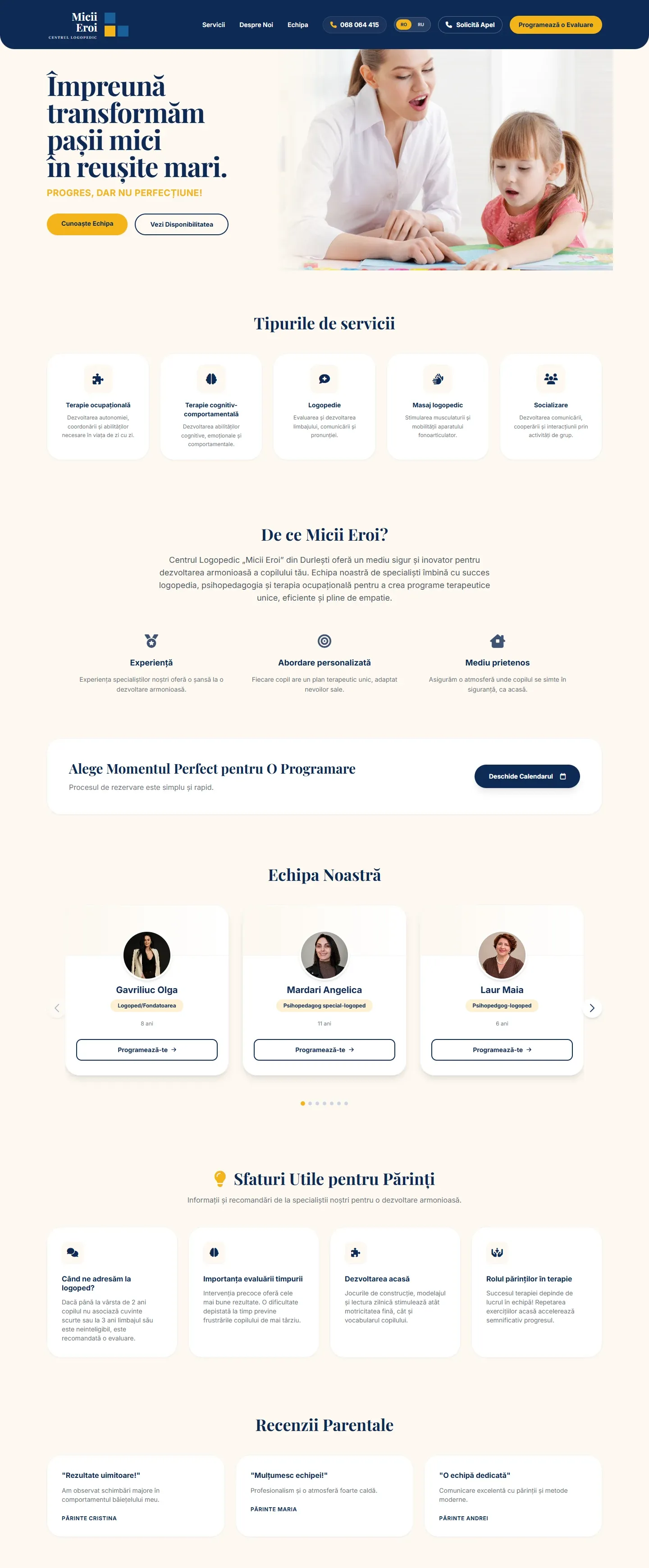 The miciieroi.md website on a computer