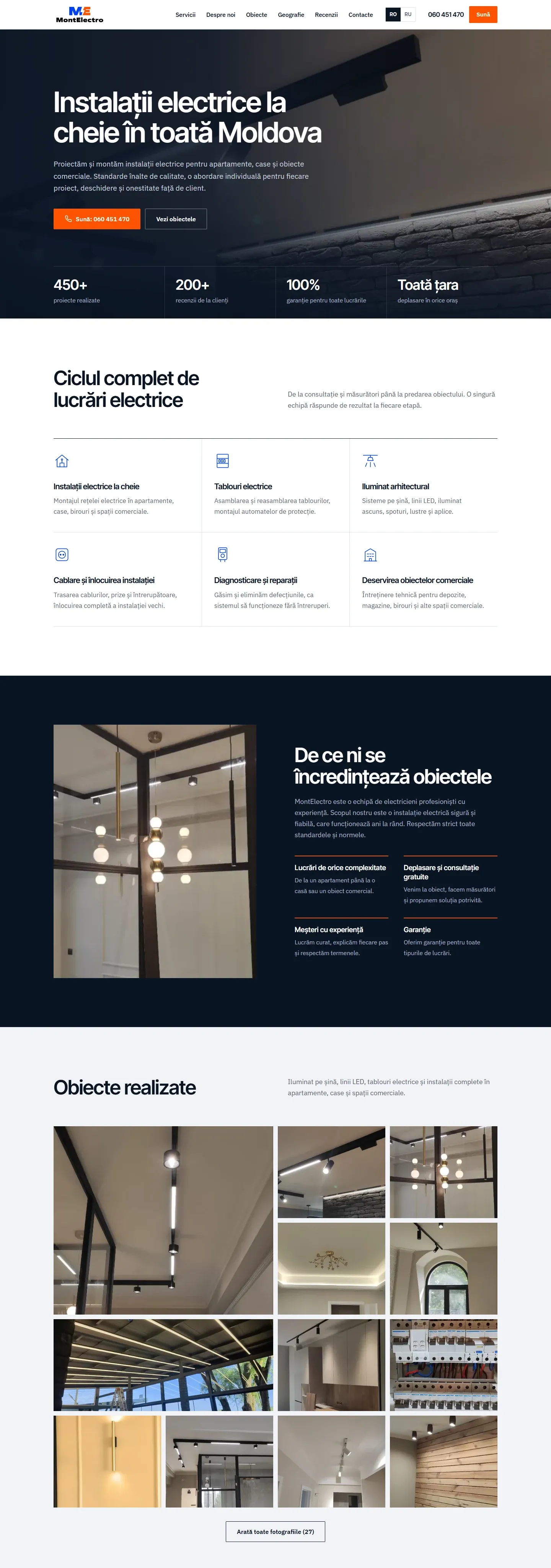 The montelectro.md website on a computer